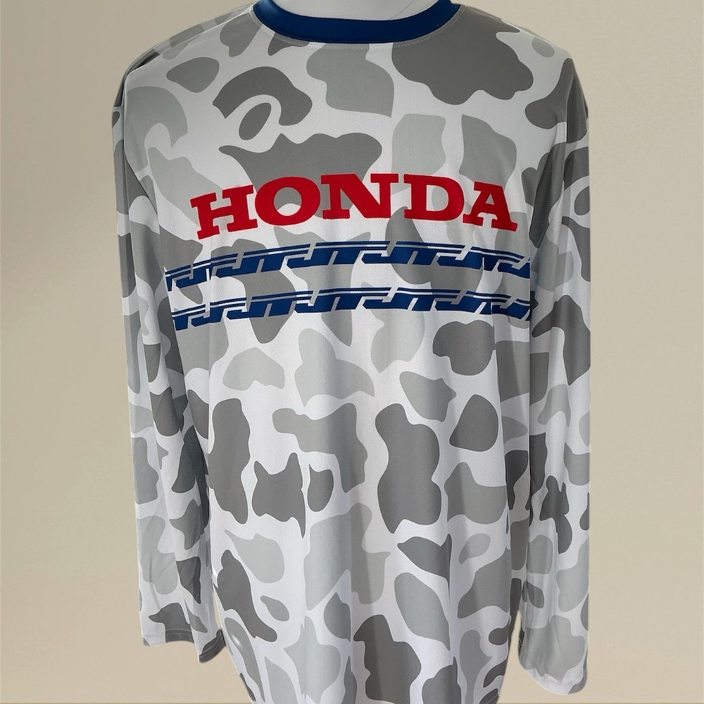 Official Licensed Honda Mens XL Motorcycle JT Racing L/S Camouflage Jersey NWOT